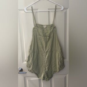 Billabong Striped Romper Overall, Green, Size L